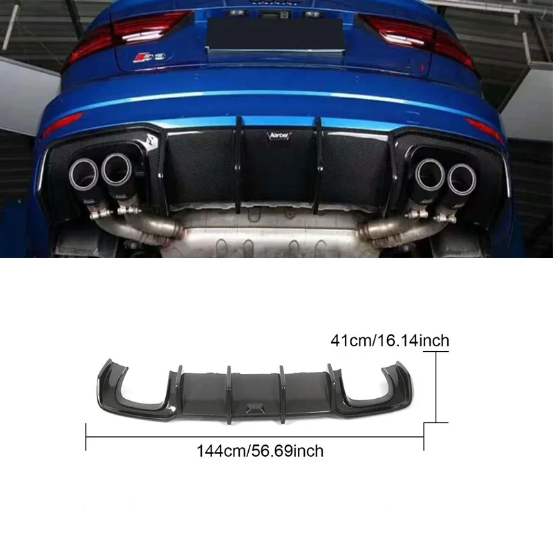 A3 S3 Carbon Fiber Fibre Rear Bumper lip Diffuser Fit For  A3 S3 2017-2018