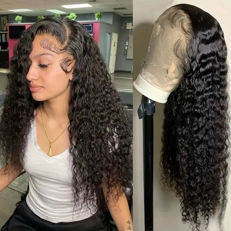 Rosabeauty 180 Density Deep Wave HD Transparent Lace Frontal Wigs Water Curly 40Inch 13X4 13X6 Front Human Hair Wig For Women