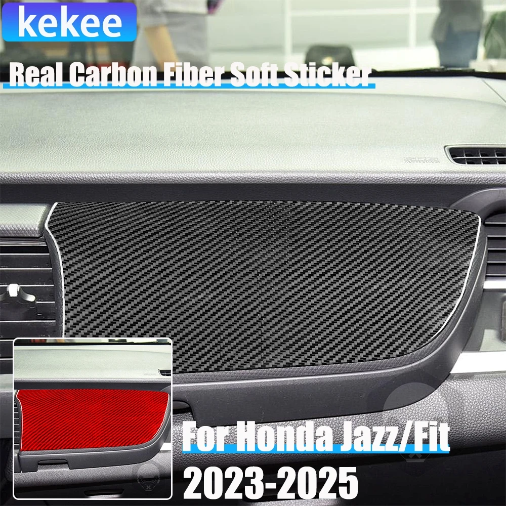 

Real Carbon Fiber Car Accessories Passenger Panel Decorative Trim Cover Soft Sticker For Honda Fit /Jazz GR9 2023 2024 2025