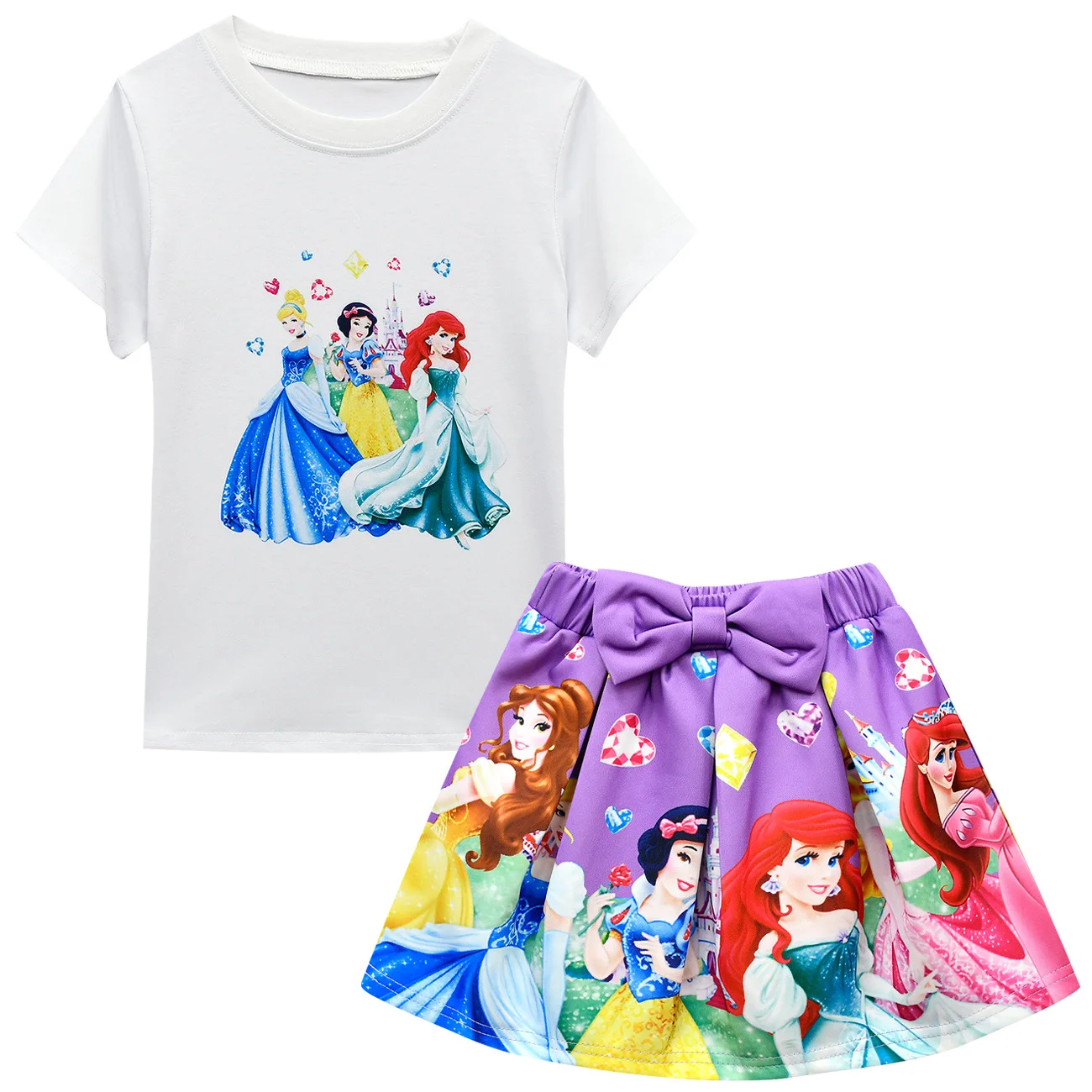 

Children Clothing Sets Disney Princess Summer Soft Clothes Infant Girl T-shirt+pants Set Toddler Cotton Tee Tops Kid Sport Suits