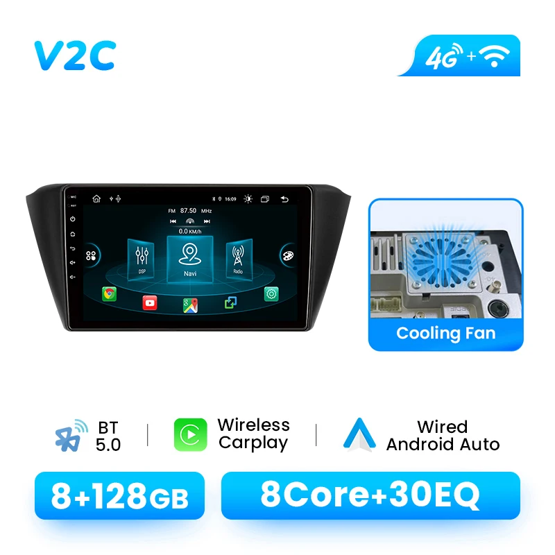 Android 14 Draadloze CarPlay Android Auto Multimedia Speler Voor Skoda Fabia 3 III 2015-2019 GPS 4G Wifi DSP 1280*720 IPS RDS