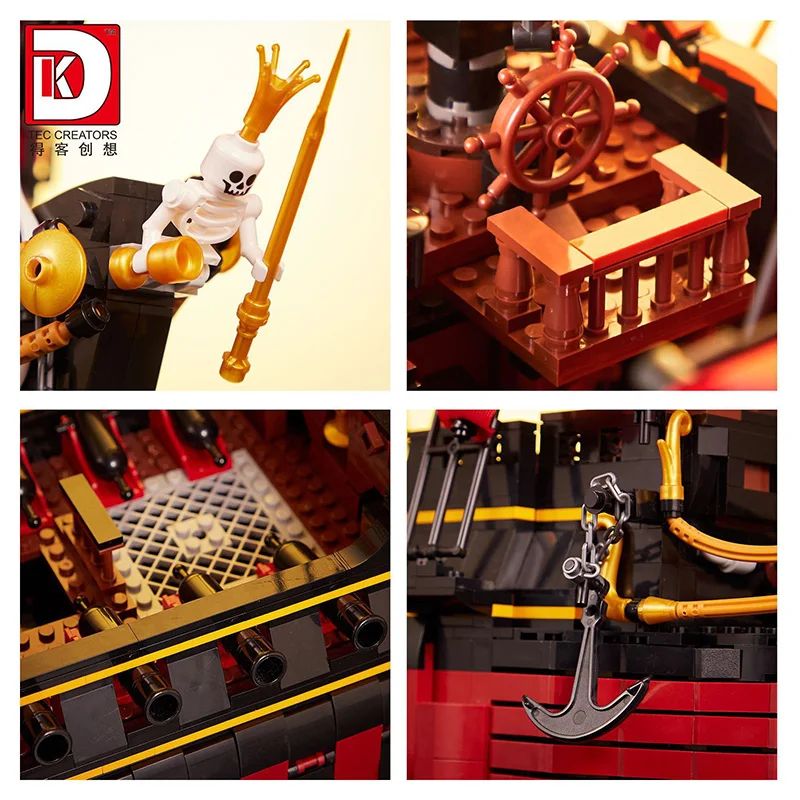 DK 6002 The Revenge Pirate Ship DIY Toys Building Block Boys\' Holiday Gifts Famous Film Series Model 3694Pcs