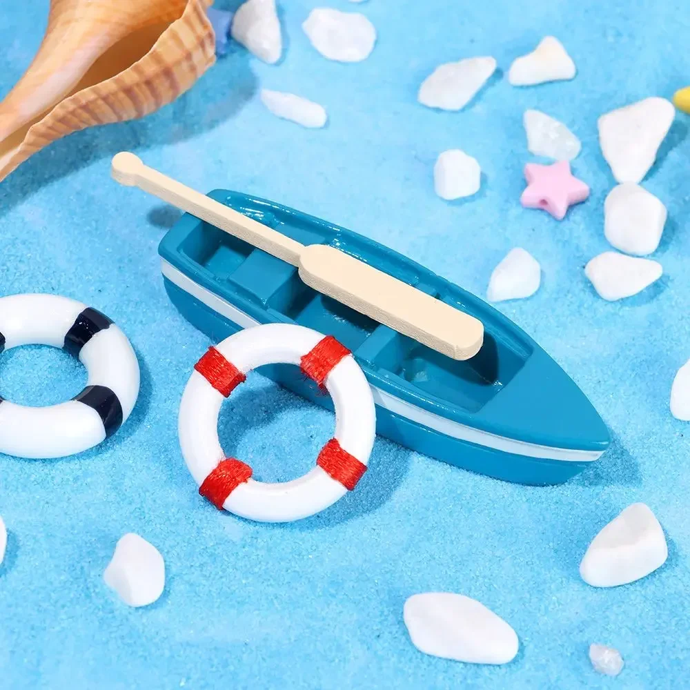 Mini Paddle Boat Beach Chair Sea View Decoration Ornaments Micro Landscape DIY Fairy Garden Miniature Dollhouse Accessories