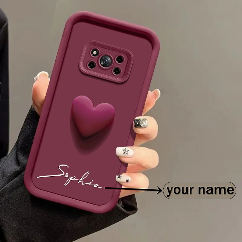 For Xiaomi Poco X3 Pro Nfc Personalized Custom Name Case 3D Love Heart Candy Bumper Cover Xiaomi PocoX3 Pro Nfc