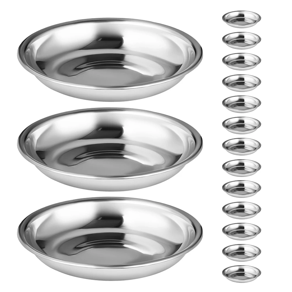 

20Pcs Stainless Steel Appetizer Plates Round Condiment Dishes Compact Spacesaving Stable Base 10Cm Home Restaurant Use