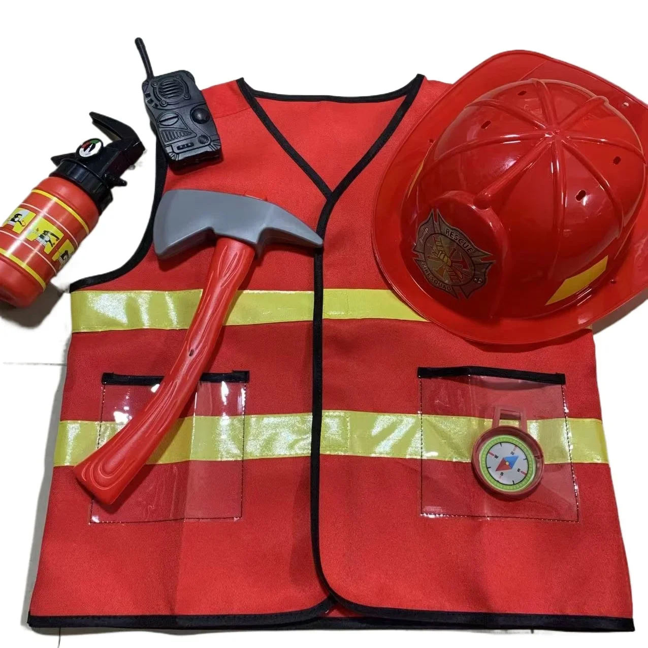 Crianças bombeiro cosplay pequeno bombeiro traje para menino criança halloween carnaval festa vermelho fogo broca trajes chapéu kit