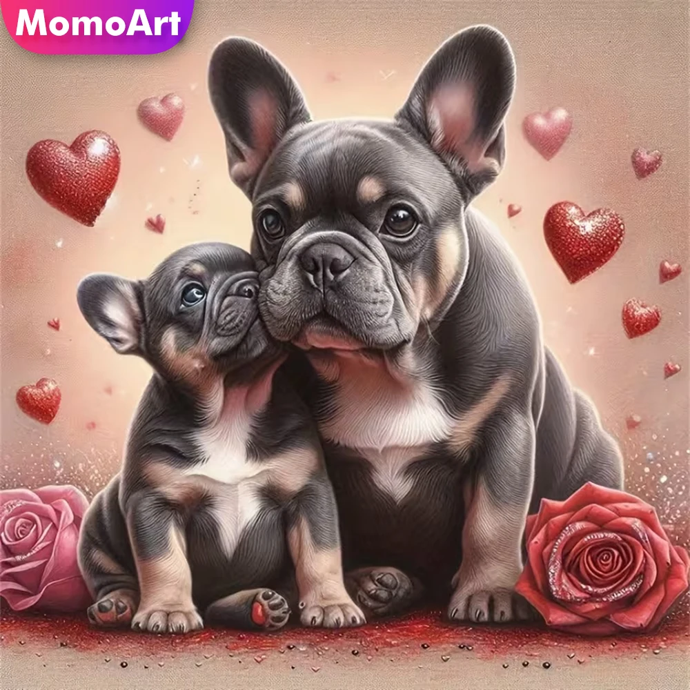 Momoart New Arrival Diamond Embroidery Dog Animal Painting Acrylic Craft Supplies Diamond Mosaic Flower DIY Holiday Gifts