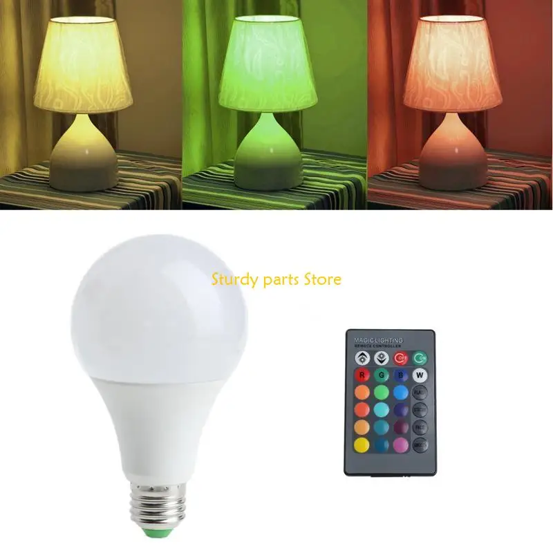 97QC ABS Lâmpada LED E27 20W RGB Alteração lâmpada lâmpada com controle remoto