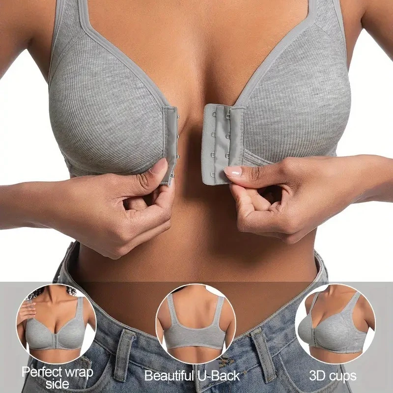 حمالة صدر لاسلكية للإغلاق الأمامي لعام 2025، حمالة صدر فائقة النعومة للنساء بدون سلك داخلي، دعم كامل للاستخدام طوال اليوم، ملابس يومية مريحة #2