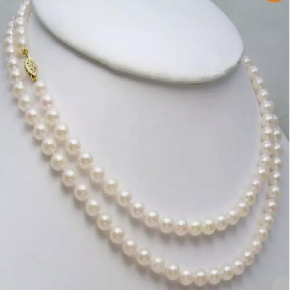 

Perfect 8-7mm AKOYA AAA++White Natural Pearl Necklace 36 inches 14k 8-9mm 9-10mm