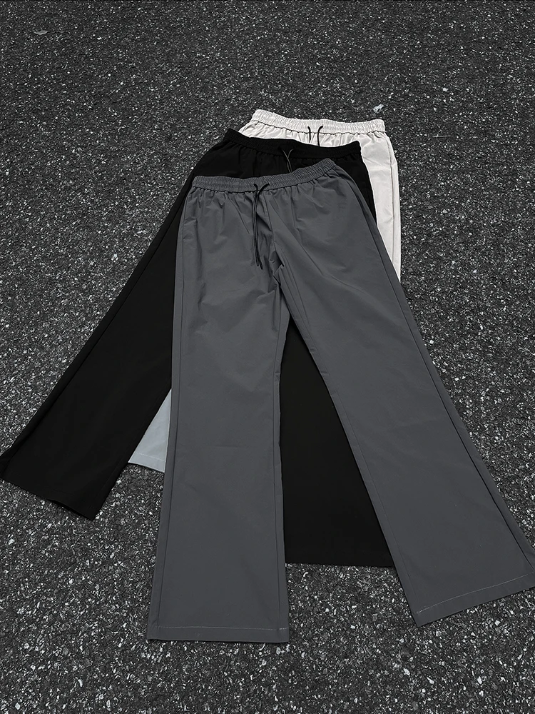 

Cool Feeling Ice Silk Loose Wide Leg Pants Thin Summer Casual Trousers Straight Cut Long Pants Qui Dry Spor Men's Jeans