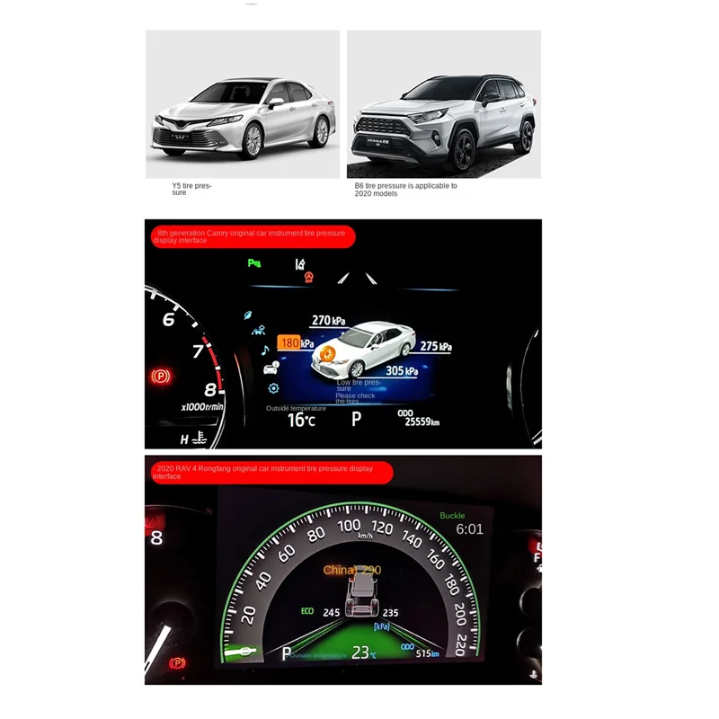 

Stable-TPMS Tire Pressure Monitoring System Tire Pressure Display Black Plastic Security Alarm Automotive Supplies For Toyota RA