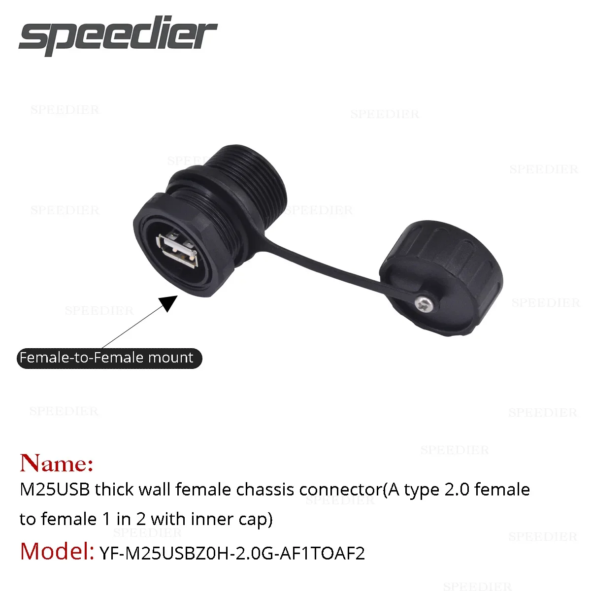 USB Round Dual Port Dual Pass Through Female Chassis Connector To Male Car Waterproof Cable Type-C One Point Two Connector 5pin