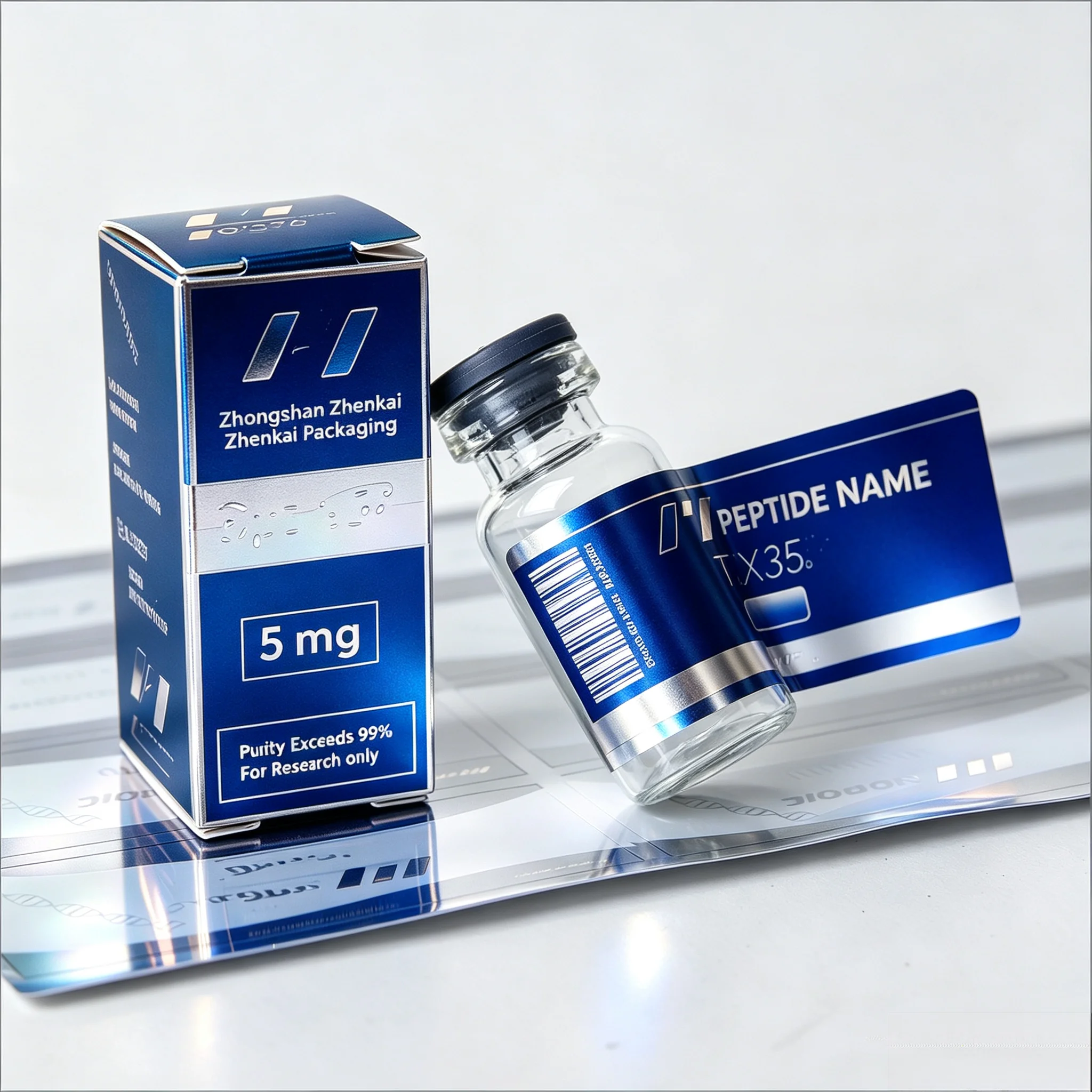 Custom Printed Multi-size Peptide Vial Combo Packaging Kit Color Cartons Self Adhesive Labels Compatible 3ml 5ml 10ml Supplement