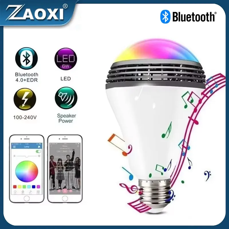 

ZAOXI 9W E27 RGB Bluetooth Music Bulb Lamp LED Smart Bulb Light With Audio Colorful Stage Bulb for Home Party