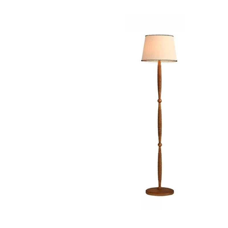 

French retro solid wood floor lamp medieval design sense living room sofa side study vertical lamp