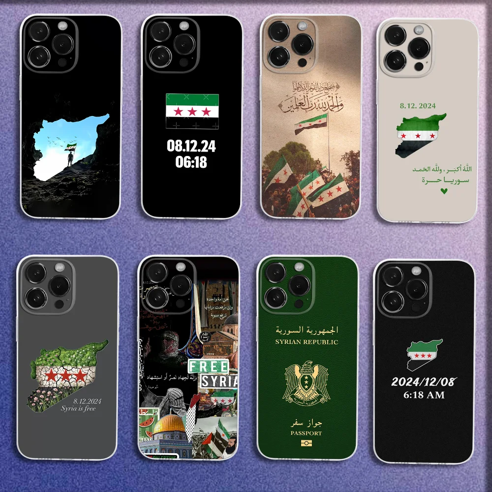 

Syria Syrian Map Flag Passport Phone Case For iPhone 16,15,14,13,12,11 Plus,Pro,Max,XR,XS,Plus,E,Mini Transparent Cover