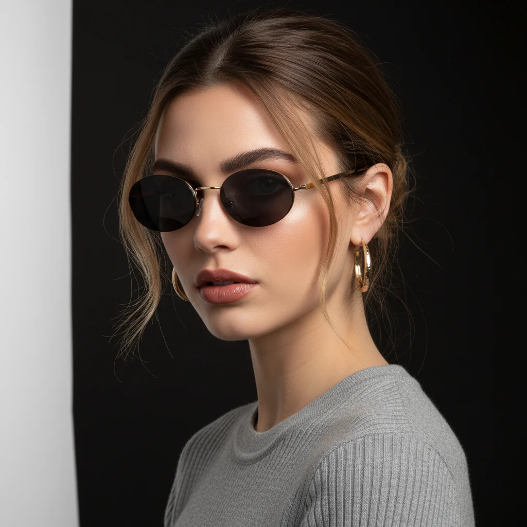 Modische kleine runde Sonnenbrille für Damen, Retro-Ovalrahmen, HD, blendfrei, Legierung, leicht, 6 Farben