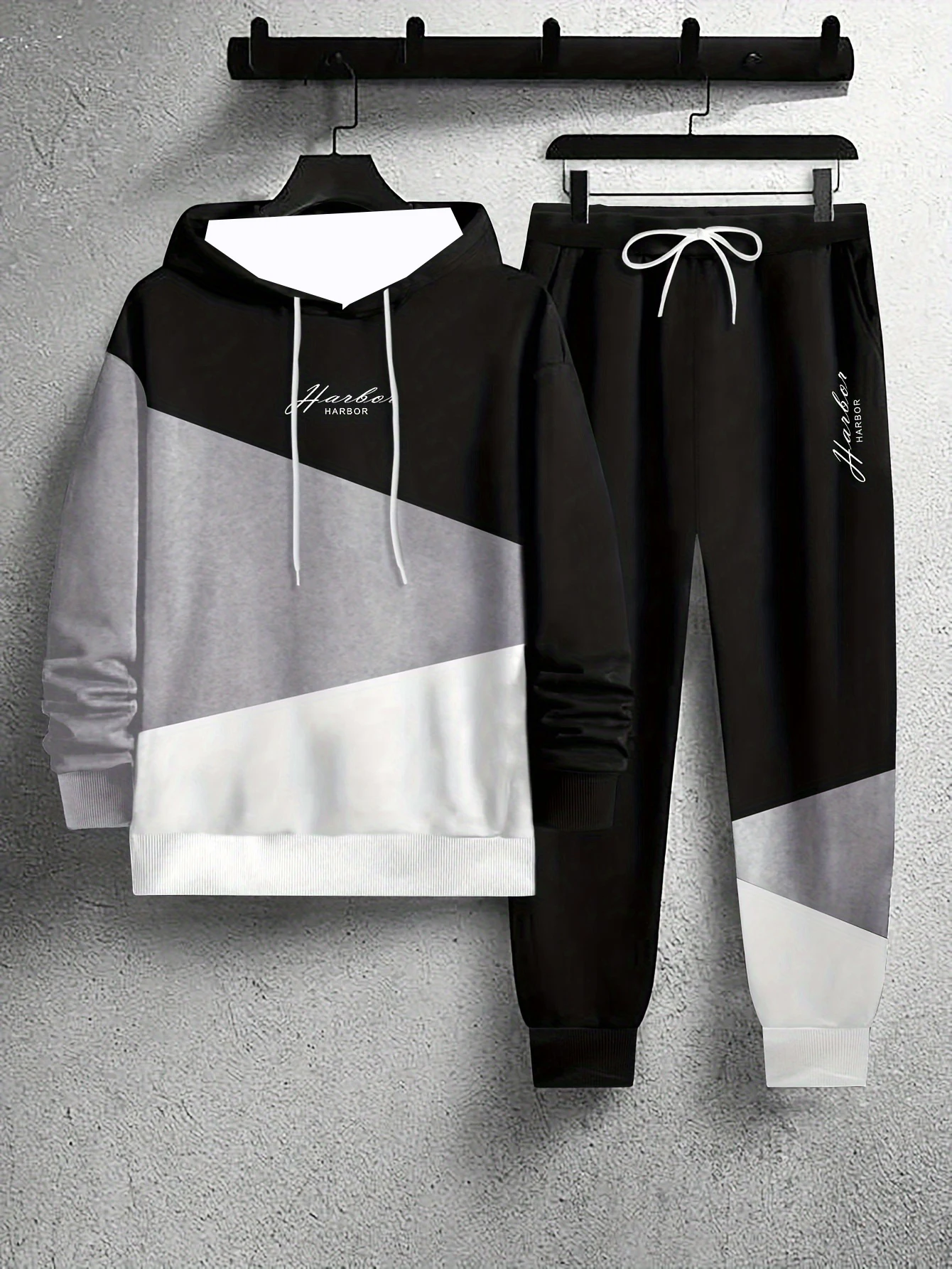 

2025-26, осенне-зимний новый спортивный комплект Y2K, простой полосатый принт, мужская мода, супер большой скоростной сушильный топ + брюки, комплект из двух предметов