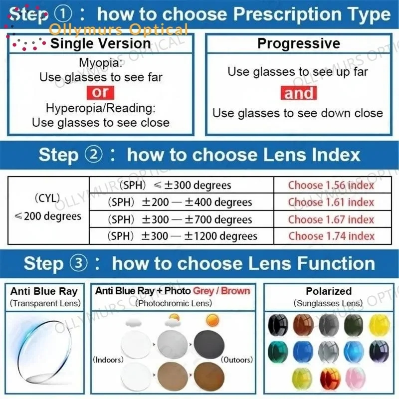 OLLYMURS المرأة التيتانيوم إطار بصري دائري نظارات وصفة طبية نظارات للقراءة موضة مكافحة بلو راي مخصص قصر النظر الزجاج