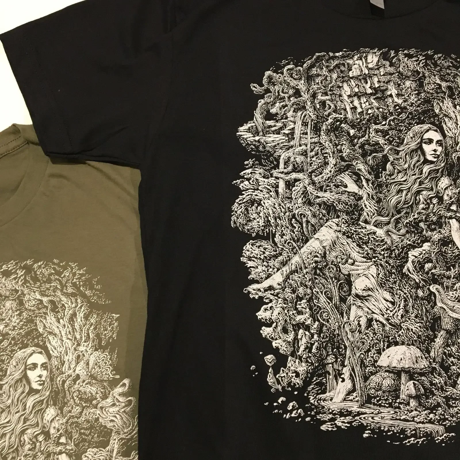 Mother Nature T Shirt Pen amp Ink Forest Art Hand Screen Men 39 s  vintage Washed Unisex Breathable homme Soft streetwear