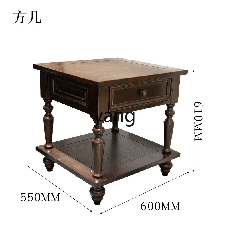 

tgf American Retro Living Room Solid Wood Small Square Table Retro Simple Square Coffee Table