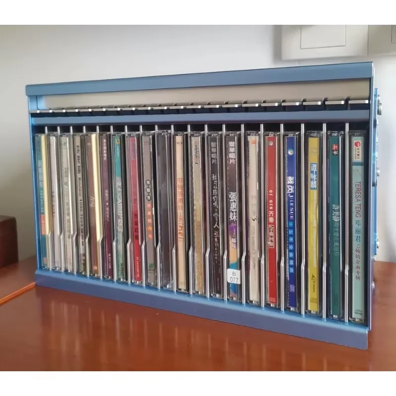 Classic Cyberpunk Press-Pop Metal CD Storage Box, Snap-Close Hard Shell Disc Collection Container