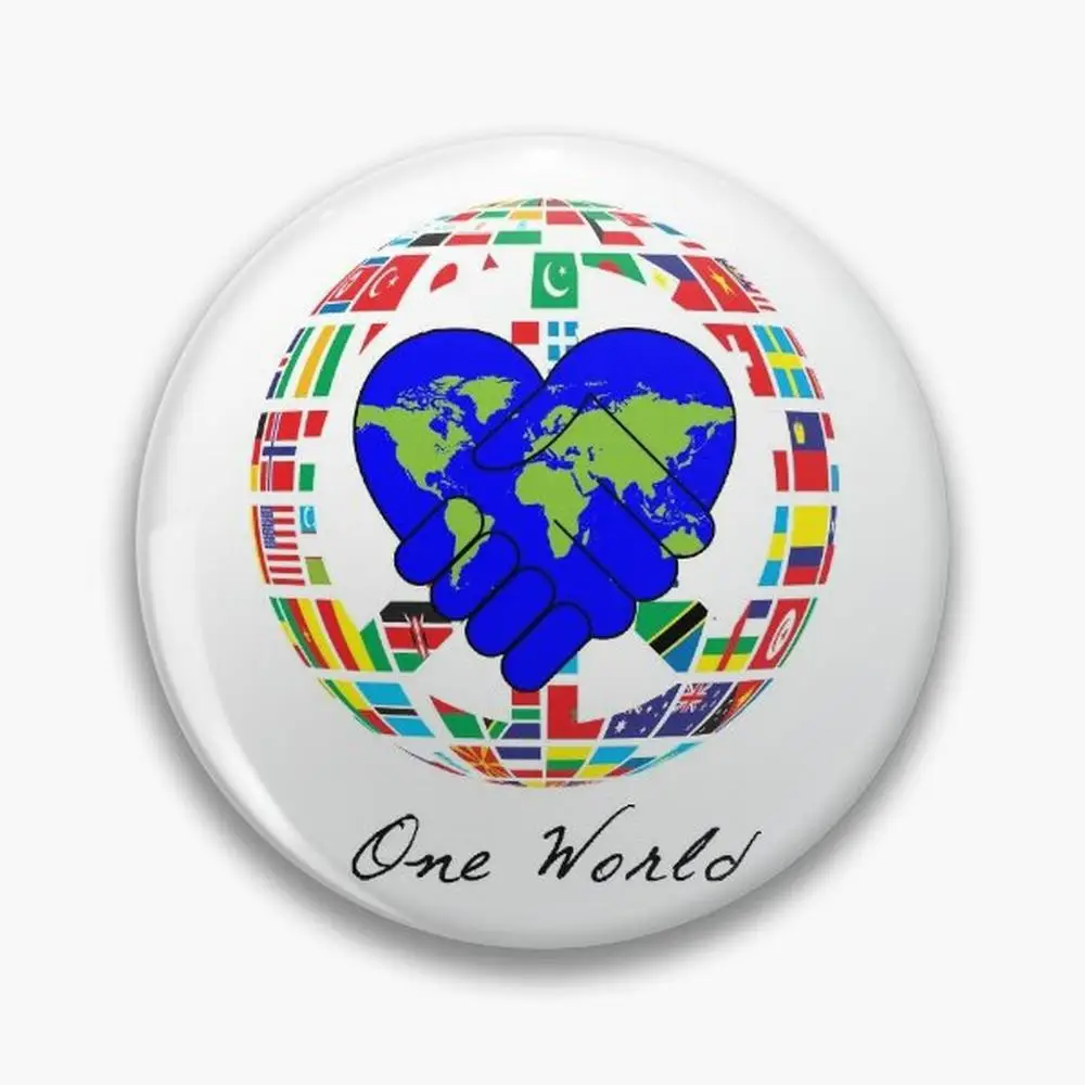 One World  - Work Together in Peace  Pin Buttons Brooches  Jewelry Accessory Customize Brooch Fashion Lapel Badges