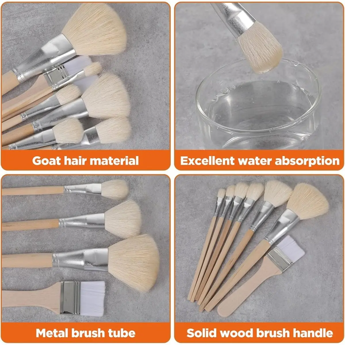 AT16 Gilding Brush Set, with Color Palette for Acrylic Painting Professional Blending Brushes for Gouache Watercolor Oil