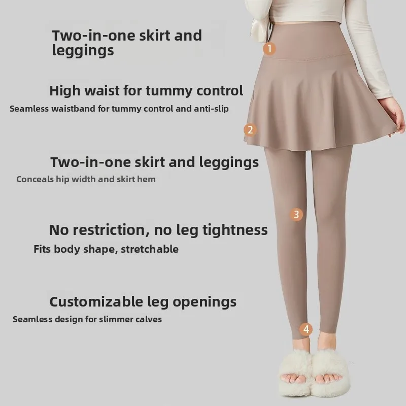 กางเกงโยคะเอวสูง ชุดฤดูใบไม้ร่วงสำหรับผู้หญิง กางเกงหนังอาร์คสกิน กระชับหน้าท้อง ยกกระชับสะโพก สามารถตัดได้ทุกจุด ใส่เป็นเสื้อนอกได้