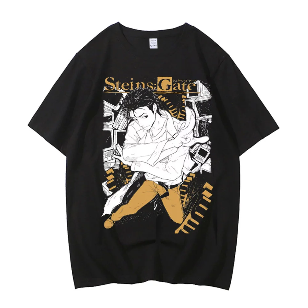 Steins Gate cotton tshirt teen hip hop 80s Digital korean clothes Trendy t shirt korean clothes Colorful 80s streetwear