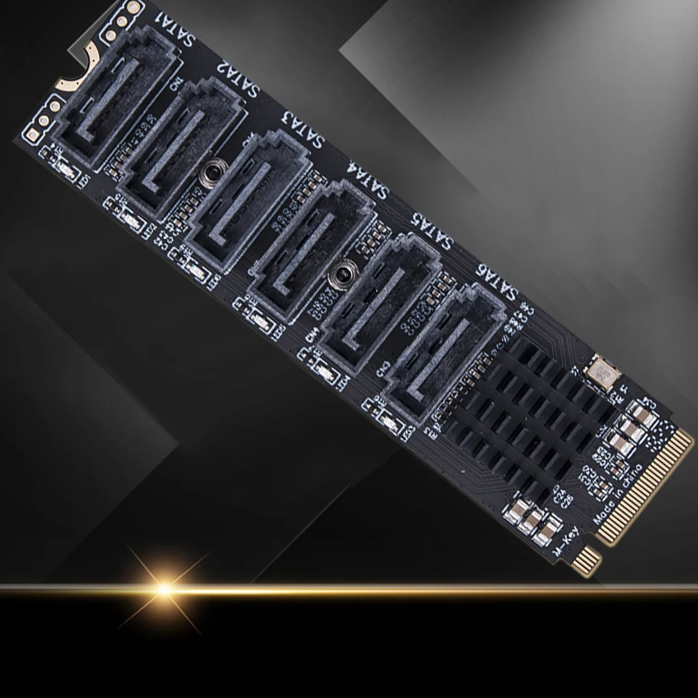 بطاقة توسيع M.2 MKEY PCI-E 5/6 بطاقة مهايئ منفذ M.2 إلى SATA 3.0 محول 6Gpbs SATA3.0 محول دعم وظيفة PM