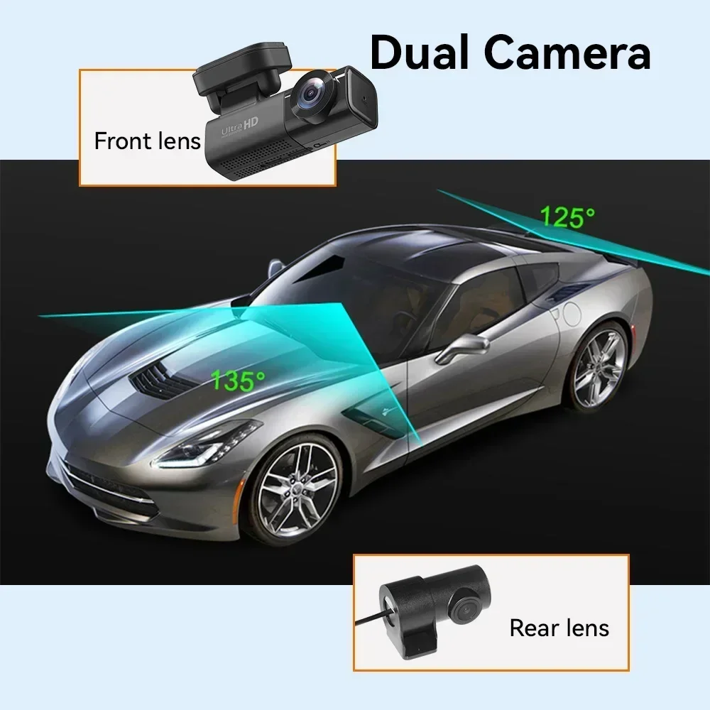 4G LTE Dashcam GPS اتصال عن بعد رؤية حية 4K كاميرا سيارة بعدسة مزدوجة 24/7 وقوف السيارات تحذير الاصطدام مسجل فيديو السيارة