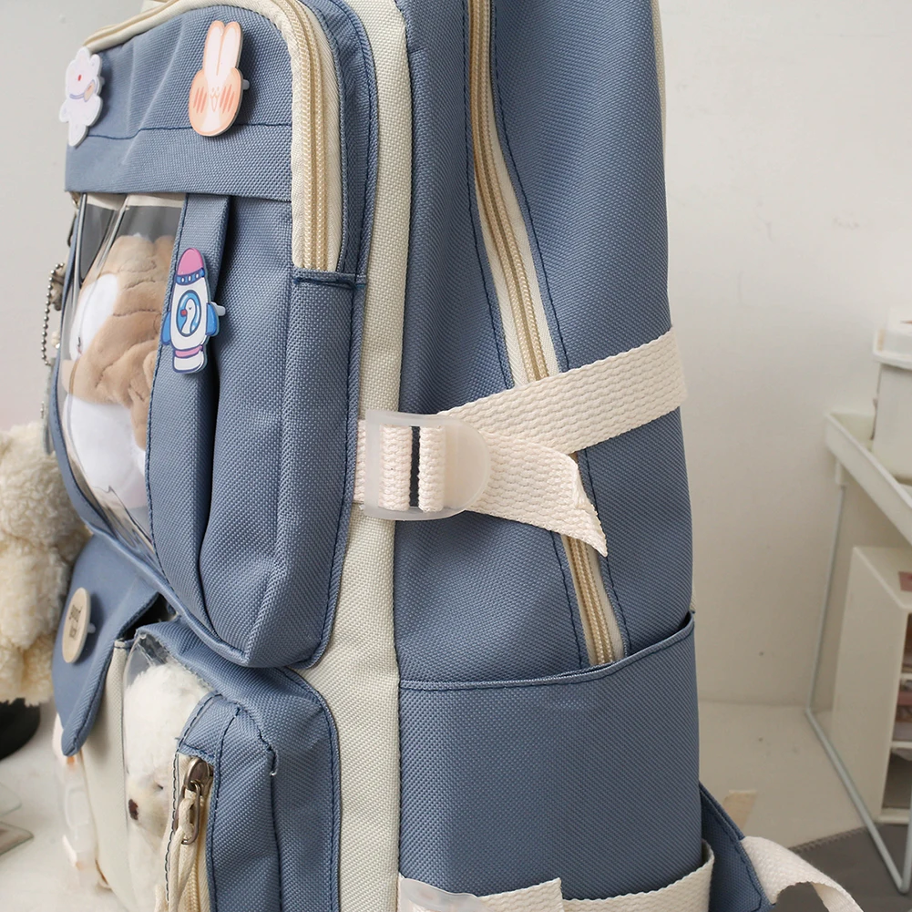 5pcs/set Canvas School Backpacks Women Lovely School Bags for Girl Shoulder Bags