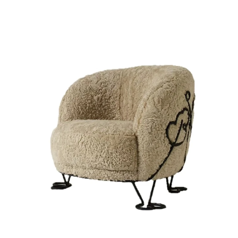 

Одноместное кресло для гостиной, современное, креативное, из овечьей шерсти, дизайнерское кресло для отдыха.