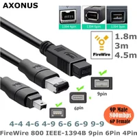 FireWire 800 IEEE-1394B 9 pines 6 pines a 6 pines 4 pines a 4 pines IEEE 1394 para Cable adaptador ILink 4 pines a Cable Firewire 400 1,8 m 3m 5m