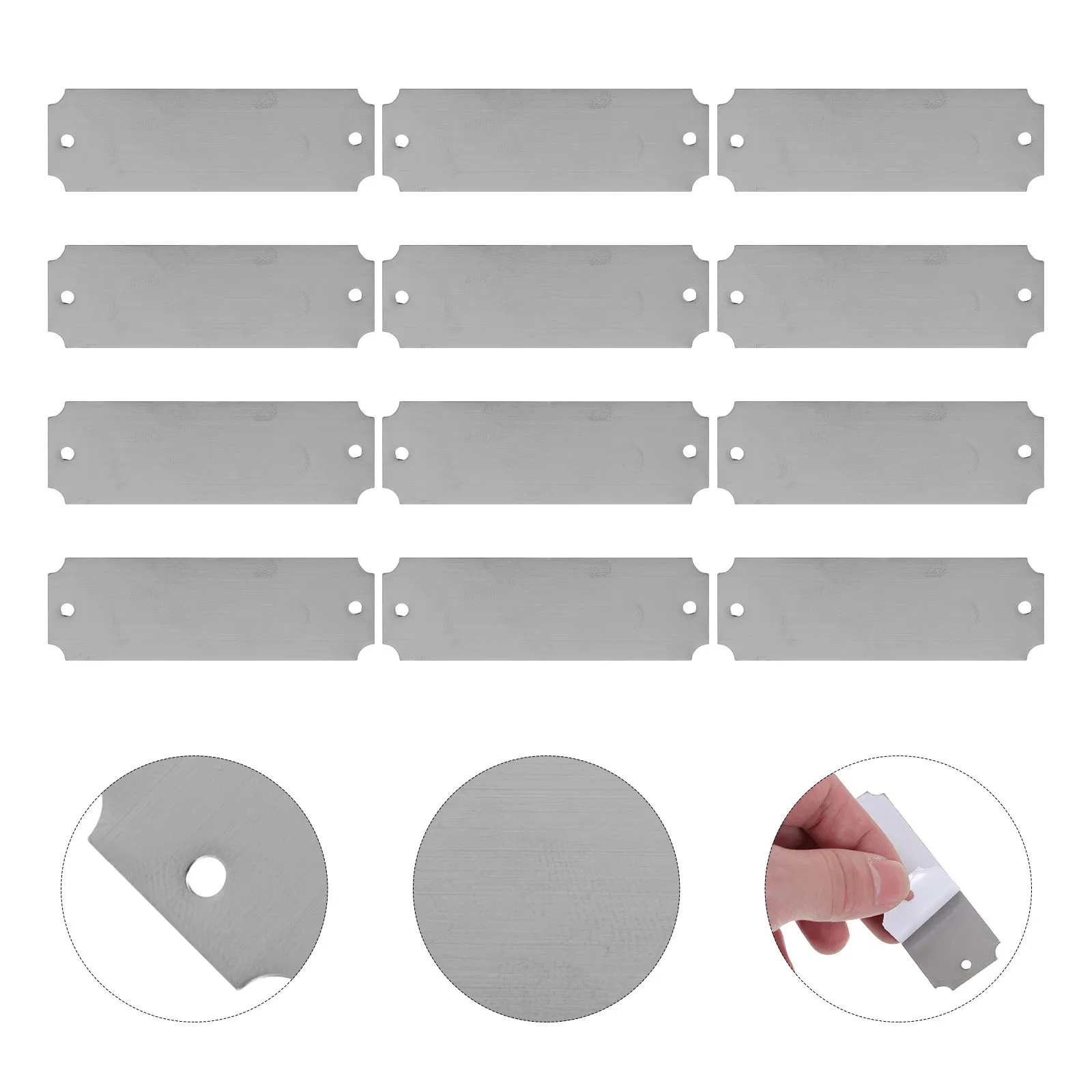 12pcs Engraving Blank Tags Stainless Steel Rectangle Name Plates Writable Craft Tag for Office Desk Label Luggage Identification