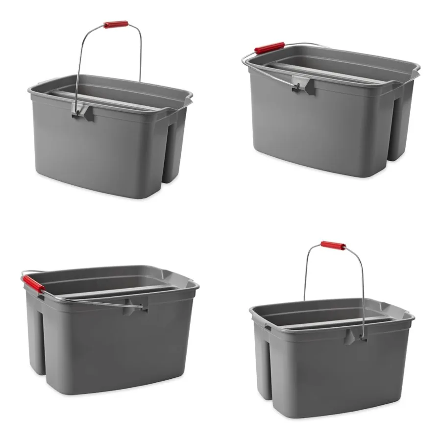 

Double Pail Plastic Bucket for Cleaning Easy to Carry 19 Quart Gray Cleaning Caddy Supplies Organizer with Handle for Bathroom/