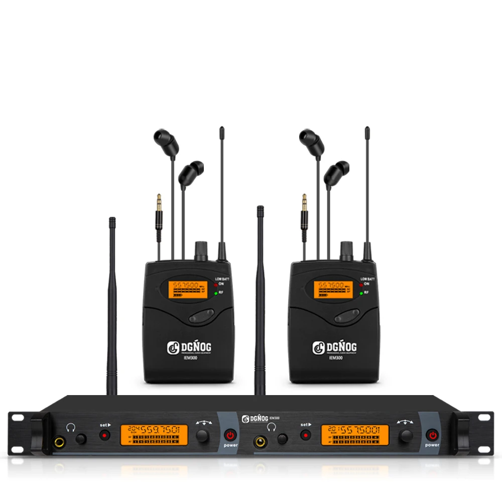 2-kanaals draadloos in-ear monitoringsysteem DGNOG IEM300 40 instelbare UHF-frequenties 300ft IEM Stage Return voor zangergroepen