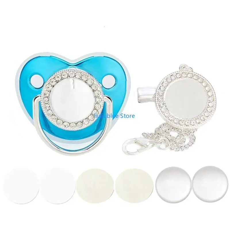 

DIY Sublimation Blank Baby Pacifier Heat Transfer Soother Dummy Nipple with Aluminum Sheet Pacifier Clip Chain 62CF