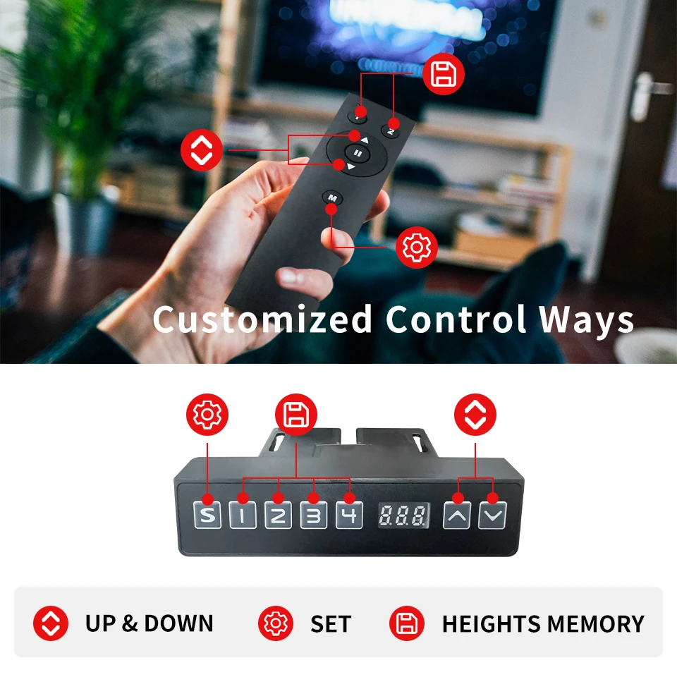 Motorized TV Lift System with Remote Control Compatible with 32-85 Inch Televisions Height Adjustable for Hidden TV Cabinets