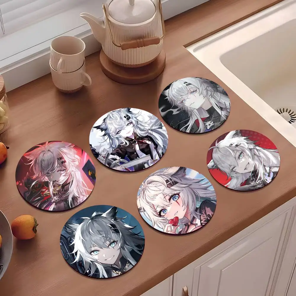 1pc Game A-rknights L-appland Wooden Coaster Colour Printing Cup Mat Home Desk Decoration Gifts