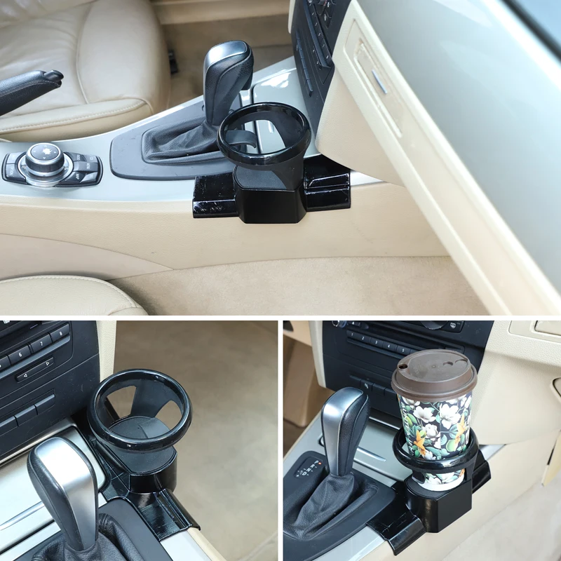 Carbon Steel Black Car Center Console Side Drinks Cup Holder Interior Car Accessories For BMW 3 Series E90 E92 E93 2005-2012