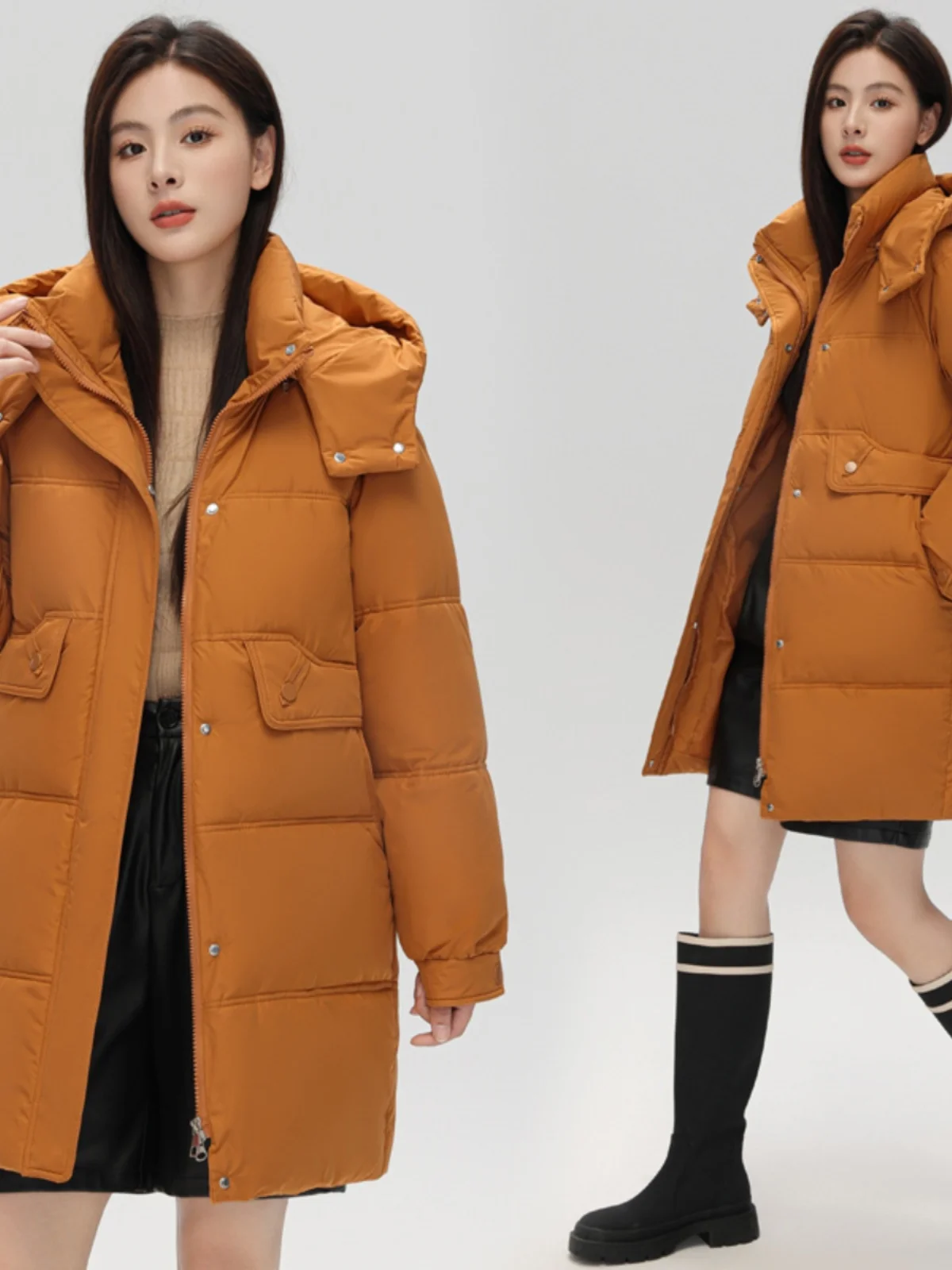 

New 2025 Winter Thiened Hooded down Cotton Jaet Women's Small Size Loose Fit Faionable Mid-Length Coat Korean Sle