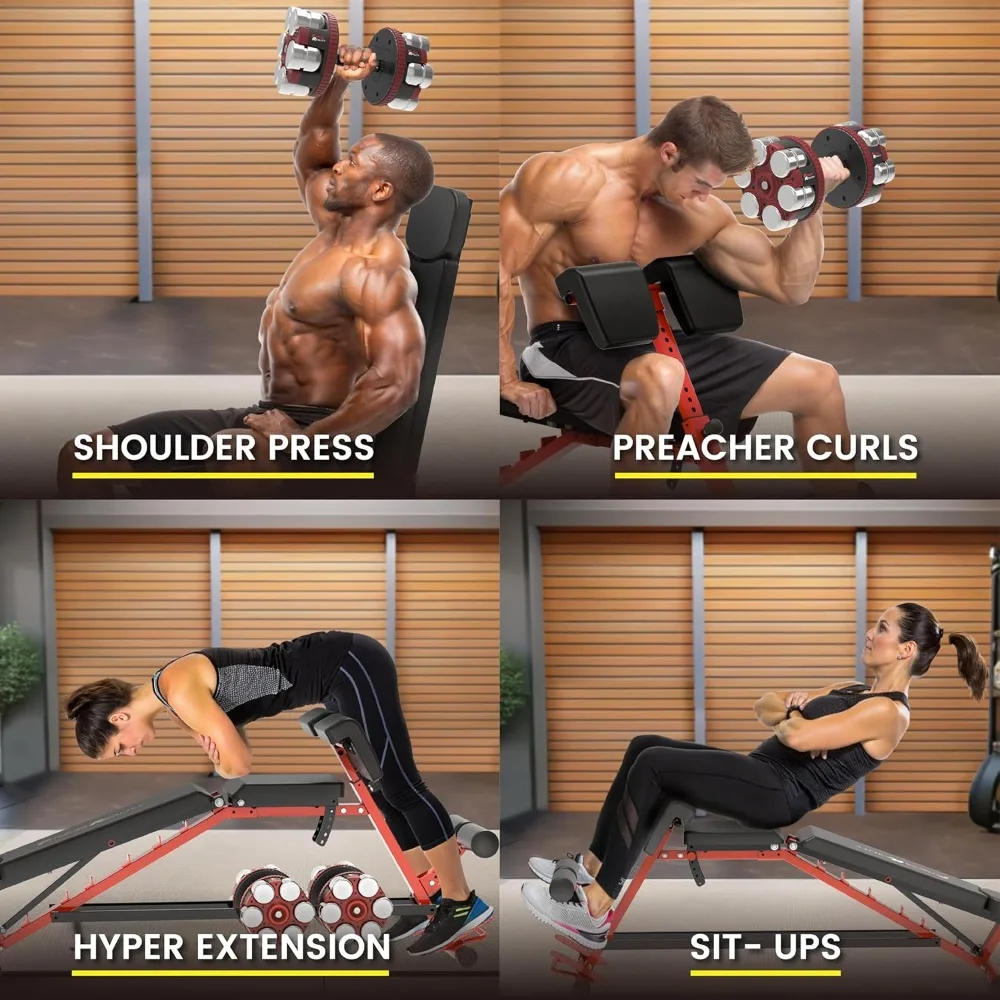 3-in-1 FID Weight Bench, Hyper Back Extension, Roman Chair, Adjustable Ab Sit up Bench, Incline Decline Bench