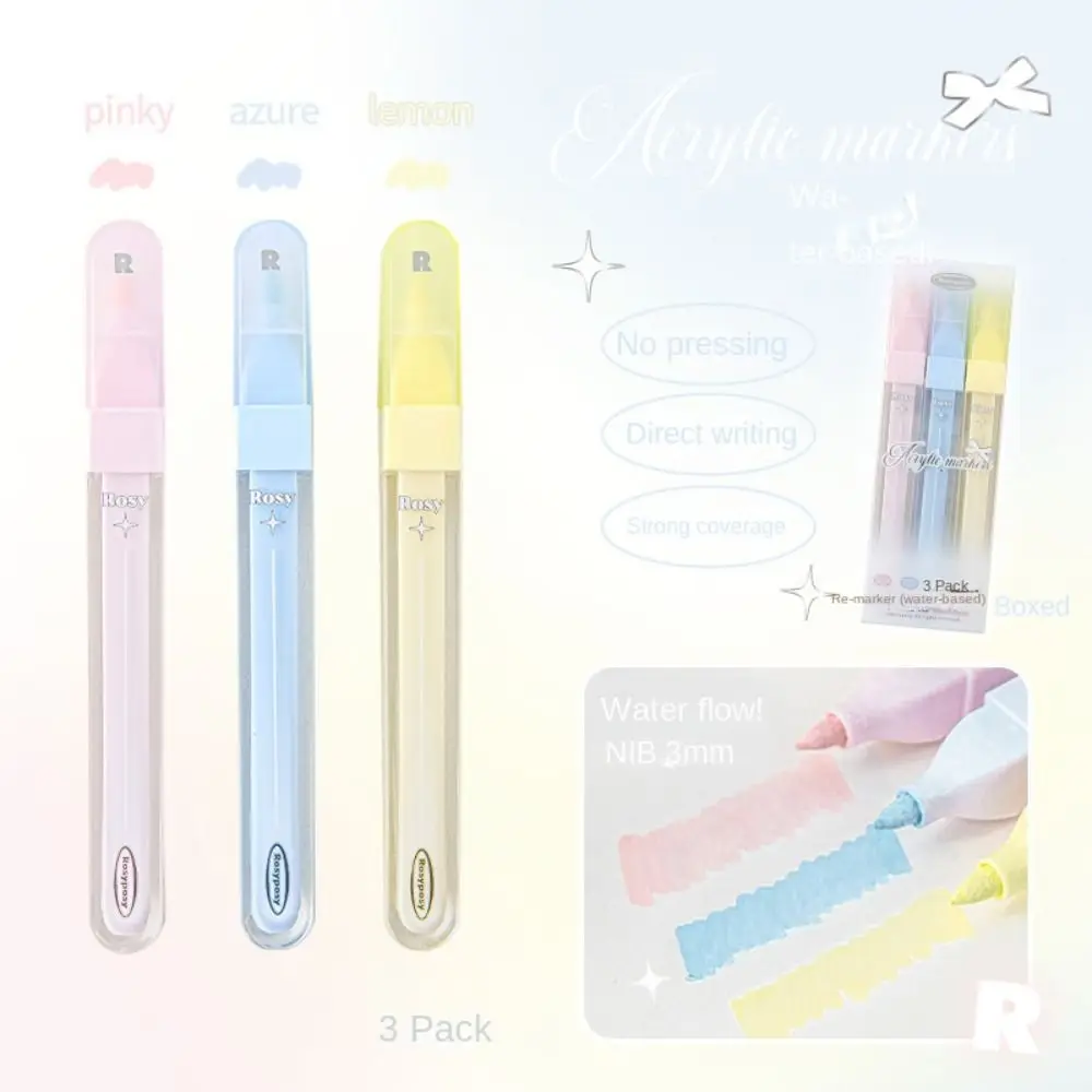 Plastic Solid Color Marker Pen 3MM Cream Color Highlighter Water-based Acrylic Painting Pen Drawing