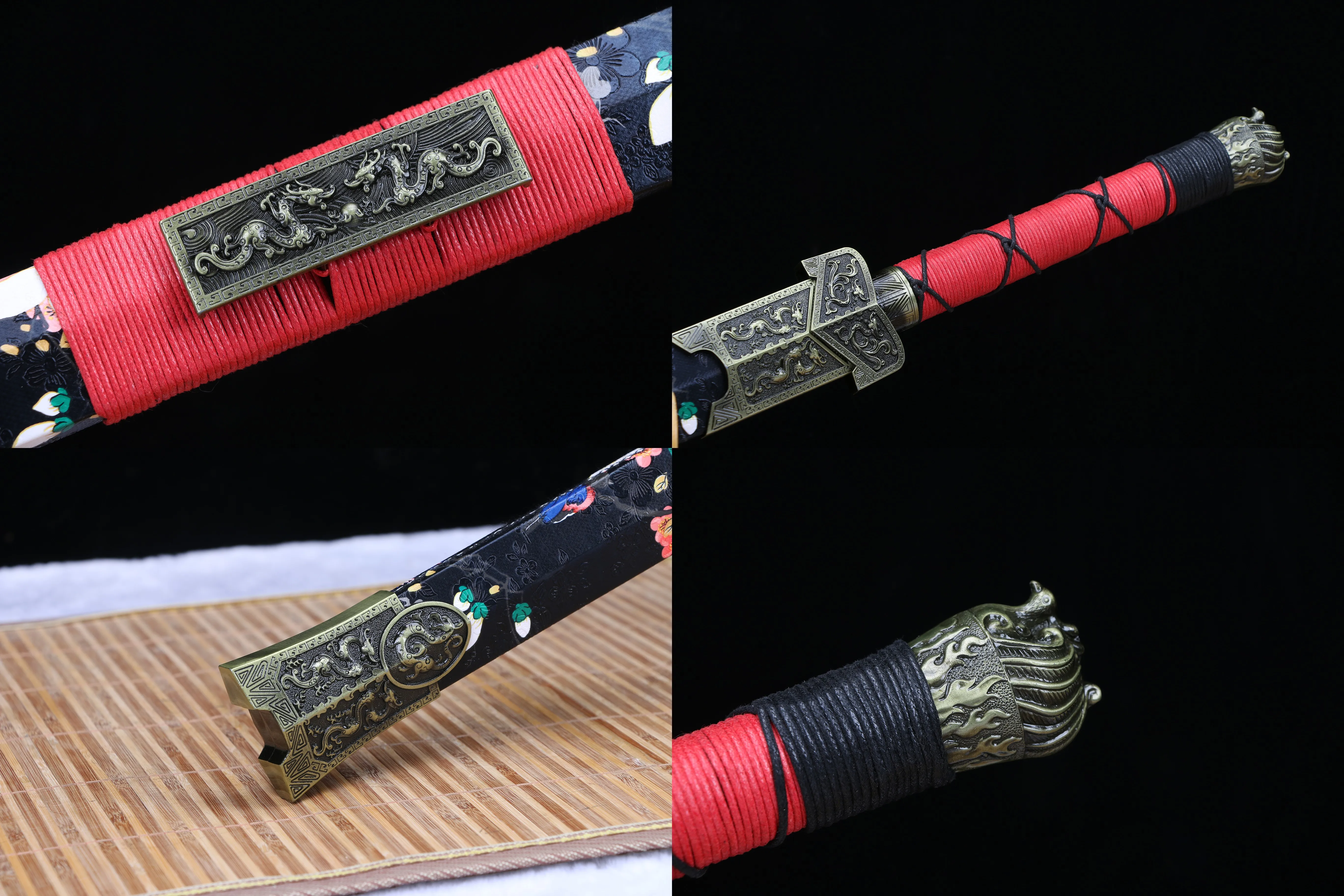 Chinese Dragon Warrior sword, retro medieval combat preparation,hand-folded Damascus steel, sharp blades, katana combat training