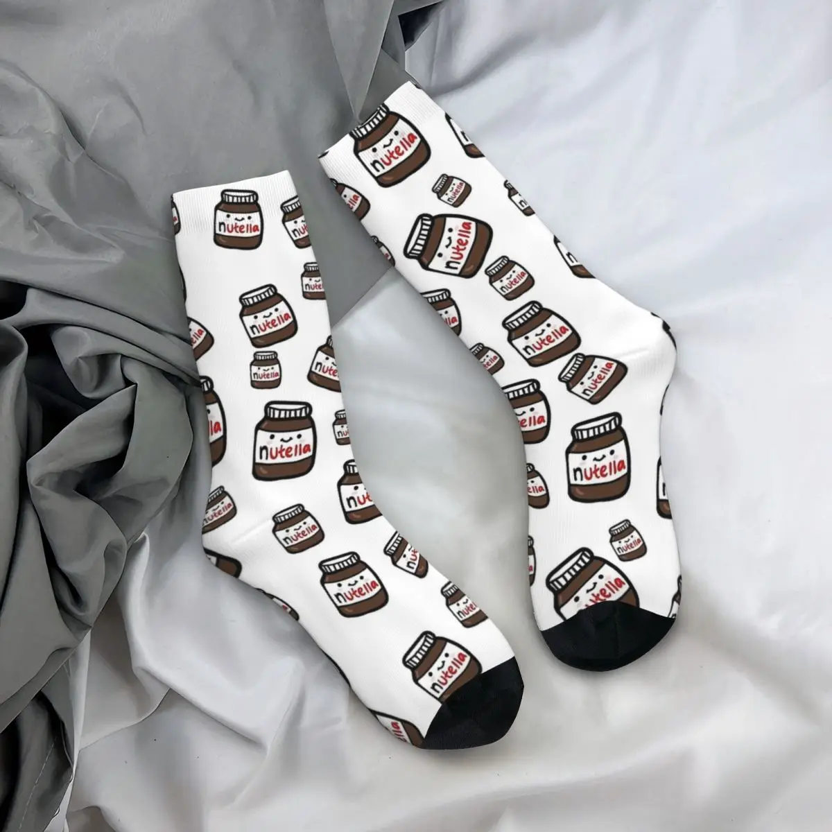 Cute Nutella Socks Men Women Polyester Funny Happy Socks Harajuku Spring Summer Autumn Winter Socks Gift