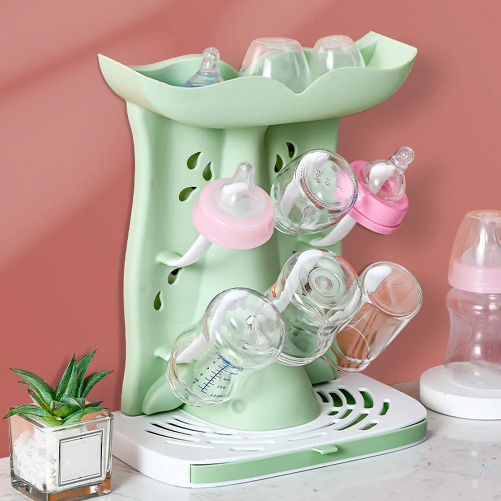 

s Baby Bottle Drying Rack Holder Light Green Multifunctional Design Stable Materials Safe Durable Long Use Upside Down Storage