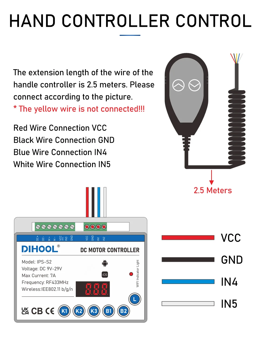 Imagem -02 - Inteligente dc Motor Controlador para Atuador Linear Controlador de Mão Controlador Remoto Adaptador de Energia Wi-fi App Rf433